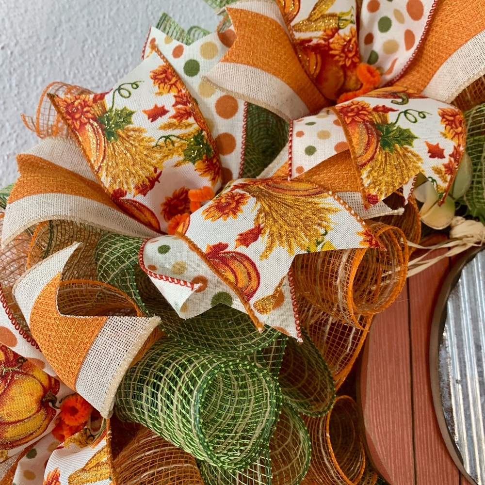 *SOLD*Deco mesh Fall wreath, Thanksgiving decor - Picture 4 of 10